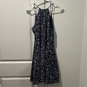 Express Black and Purple Floral Midi Dress